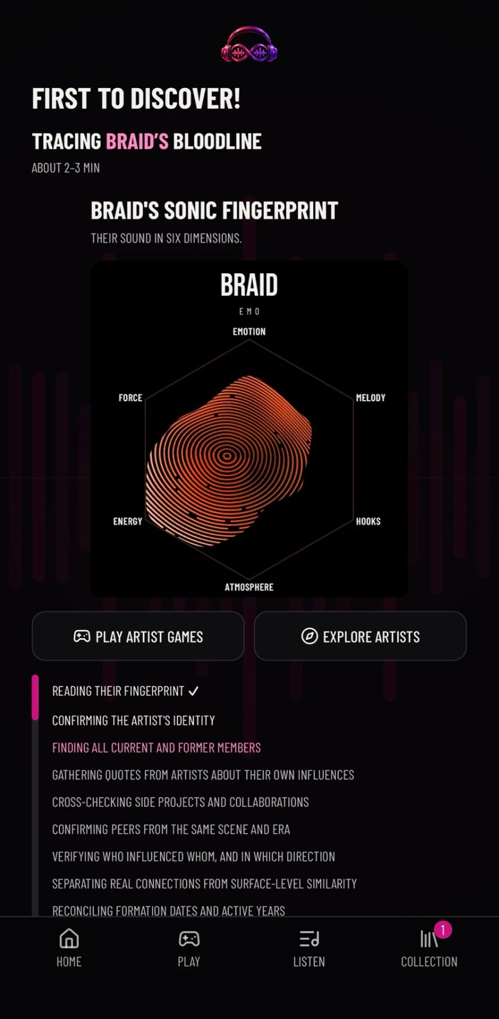 Pick an artist and the app assembles the full picture in about 2-3 minutes.